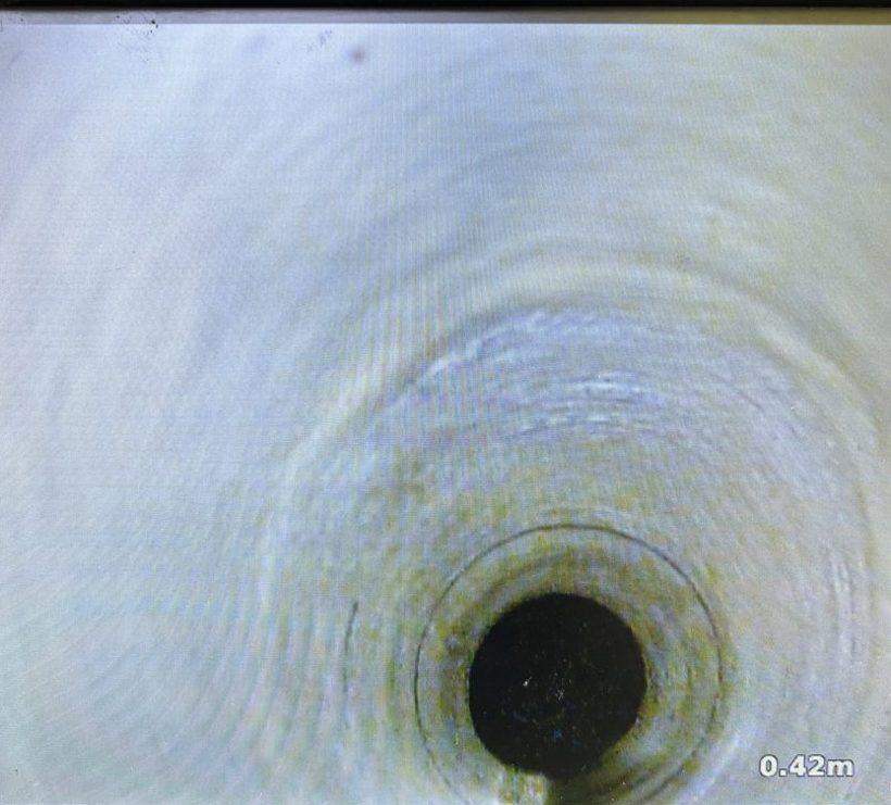 The same drain pipe relined after no-dig repair