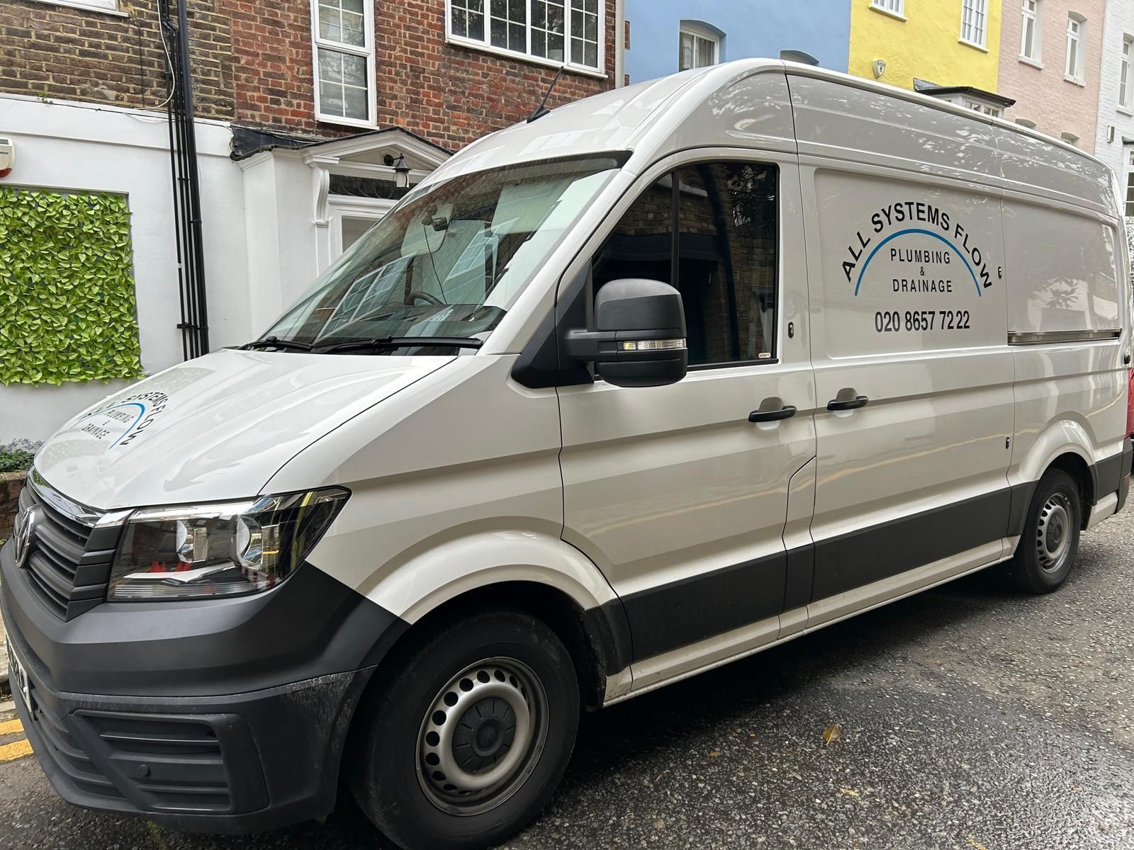 All Systems Flow white plumbing and drainage van in Croydon